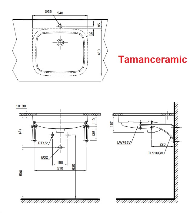 Ban Ve Ky Thuat Chau Rua Mat Toto Lt765