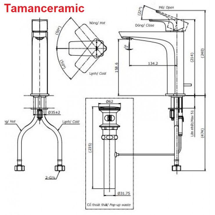 Ban Ve Voi Lavabo Toto Tlg07303v